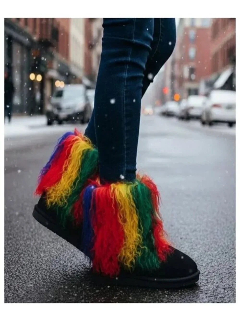 Bearpaw Boo Rasta Tie Dye Shearling Wool Curly Lamb Fur Boho Sherpa Boots 7 NEW
